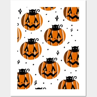 Pumpkin and Black Cat Posters and Art